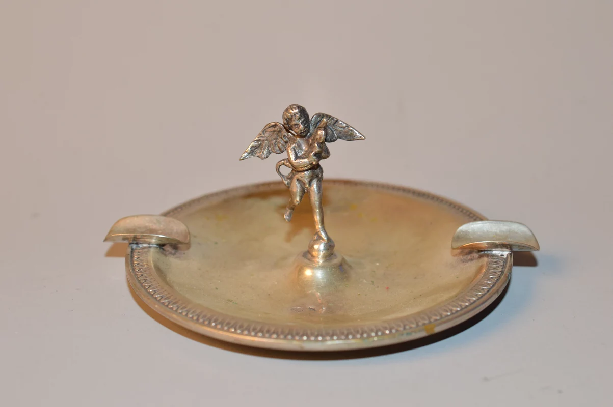 Broche Ancienne Ange/Putti En Argent Massif 800 - Occasion - Poinçonné